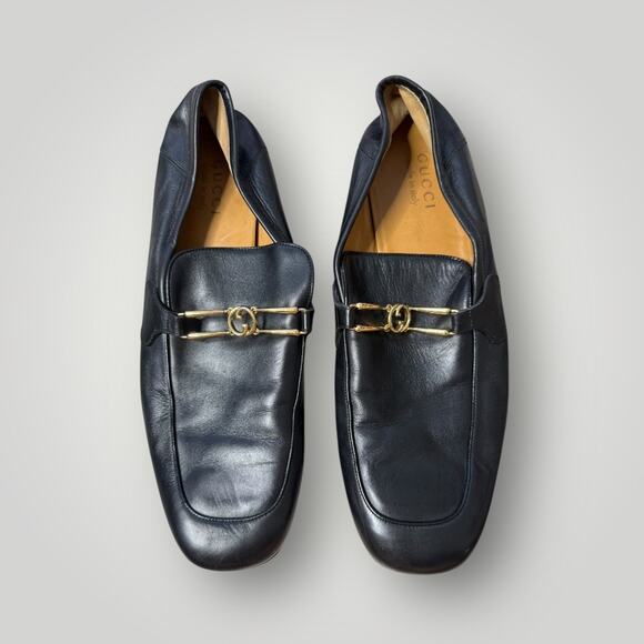 Gucci Men’s Black Leather Loafers Horsebit GG Size 11 (Made in Italy) - Picture 1 of 11